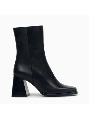 Feners La Semaine Noir Leather Heeled Boots Size 41